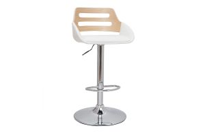 Sgabello da bar regolabile design bianco e rovere PERNIK