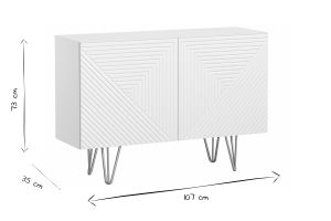 Buffet design gravé blanc mat et métal doré 2 portes L107 cm OZEN