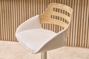 Sgabello da bar regolabile design bianco e rovere PERNIK