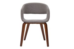 Chaises design en tissu gris et pieds en bois foncé noyer (lot de 2) SLAM
