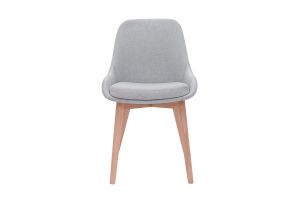 Chaises scandinaves en tissu gris clair et bois clair massif (lot de 2) HOLO