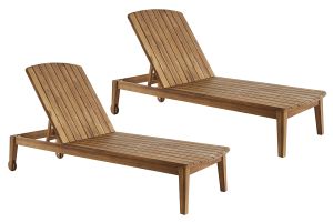 Bains de soleil en bois massif (lot de 2) CANOPEE