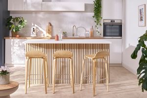 Tabourets de bar scandinaves bois chêne H68 cm (lot de 2) OBRA