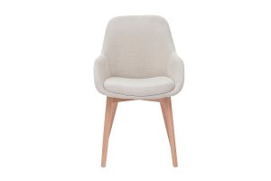 Fauteuils scandinaves en tissu effet velours beige et bois clair massif (lot de 2) HOLO