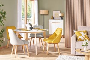 Chaises scandinaves en tissu effet velours texturé gris clair et bois clair (lot de 2) HIGGINS