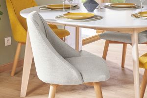 Chaises scandinaves en tissu effet velours texturé gris clair et bois clair (lot de 2) HIGGINS