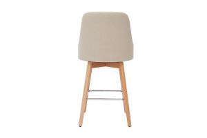 Tabourets de bar scandinaves pivotants 360° en tissu beige et bois hêtre massif H65 cm (lot de 2) HASTA