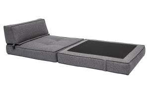 Sillón cama de 1 plaza de tela gris KATY
