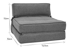 Sillón cama de 1 plaza de tela gris KATY