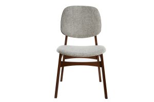 Chaises vintage en tissu gris clair et bois foncé (lot de 2) SOQUETTE