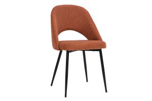 Chaises vintage en tissu effet velours texturé terre brûlée et métal noir (lot de 2) COSETTE