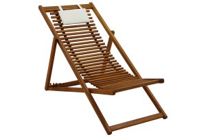 Sedie sdraio legno massello con cuscino in tessuto bianco (set di 2) MOONA
