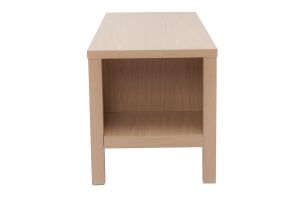 Banc d'entrée avec rangement finition bois clair chêne avec coussin banquette grège L100 cm GUMBY