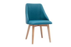Chaises scandinaves en tissu bleu canard et bois clair (lot de 2) HIGGINS