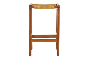 Barhocker aus massivem Teakholz und Rattangeflecht H65 cm (2er-Set) GAWA