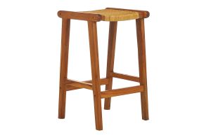 Barhocker aus massivem Teakholz und Rattangeflecht H65 cm (2er-Set) GAWA