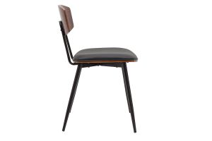 Chaises vintage en bois foncé noyer assises noires et métal noir (lot de 2) JOLINE