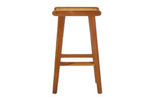 Barhocker aus massivem Teakholz und Rattangeflecht H65 cm (2er-Set) GAWA