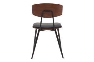 Chaises vintage en bois foncé noyer assises noires et métal noir (lot de 2) JOLINE