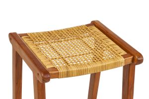 Barhocker aus massivem Teakholz und Rattangeflecht H65 cm (2er-Set) GAWA
