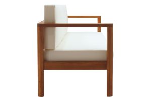 Canapé de jardin 3 places en bois massif et coussins déhoussables beige naturel L190 cm AKIS