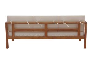 Canapé de jardin 3 places en bois massif et coussins déhoussables beige naturel L190 cm AKIS