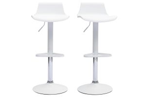Tabourets de bar design réglables blancs 360° (lot de 2) KRONOS