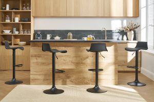 Tabourets de bar design réglables blancs 360° (lot de 2) KRONOS