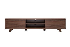 Meuble TV vintage bois foncé noyer 2 portes L180 cm FIFTIES