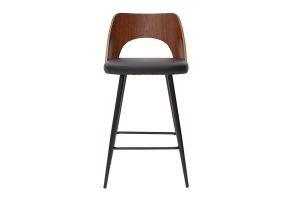 Tabourets de bar design noirs et noyer H66.5 (lot de 2) FALCOM
