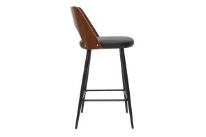 Tabourets de bar design noirs et noyer H66.5 (lot de 2) FALCOM