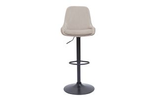 Tabourets de bar design réglables en tissu velours taupe et métal noir 360° (lot de 2) HOLO