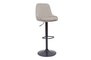 Tabourets de bar design réglables en tissu velours taupe et métal noir 360° (lot de 2) HOLO