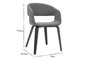 Sedie design in tessuto grigio chiaro e base in legno scuro (set di 2) SLAM
