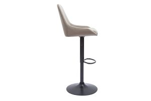 Tabourets de bar design réglables en tissu velours taupe et métal noir 360° (lot de 2) HOLO