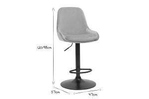 Tabourets de bar design réglables en tissu velours taupe et métal noir 360° (lot de 2) HOLO