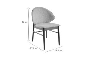 Chaises vintage en tissu gris clair et bois foncé (lot de 2) SPIKE