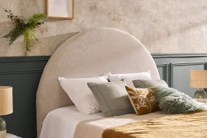 Tête de lit ronde en tissu beige L160 cm NAOMY