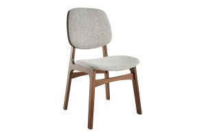 Chaises vintage en tissu gris clair et bois foncé (lot de 2) SOQUETTE