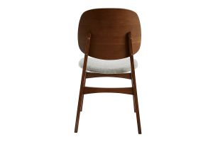 Chaises vintage en tissu gris clair et bois foncé (lot de 2) SOQUETTE