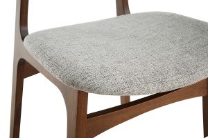 Chaises vintage en tissu gris clair et bois foncé (lot de 2) SOQUETTE