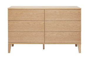 Commode en bois clair chêne 6 tiroirs L120 cm FREDDY
