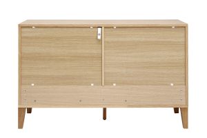 Commode en bois clair chêne 6 tiroirs L120 cm FREDDY