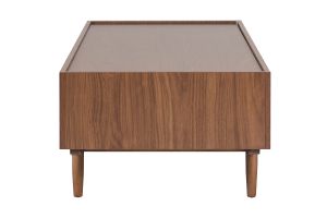 Table basse rectangulaire avec rangements 2 tiroirs finition bois foncé noyer L120 cm SANAA