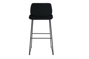 Tabourets de bar fixes en tissu velours noir pieds métal noir H65 (lot de 2) KAOLY