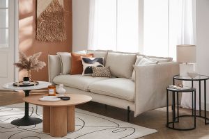 Tables d'appoint gigognes en verre trempé et métal noir TAHL