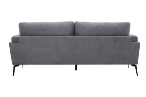 Canapé design 3 places en tissu effet velours texturé gris et métal noir MOSCO