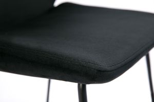 Tabourets de bar fixes en tissu velours noir pieds métal noir H65 (lot de 2) KAOLY