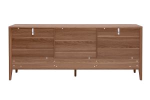 Buffet en bois foncé noyer 2 portes 3 tiroirs 180 cm BENJA