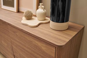 Buffet en bois foncé noyer 2 portes 3 tiroirs 180 cm BENJA
